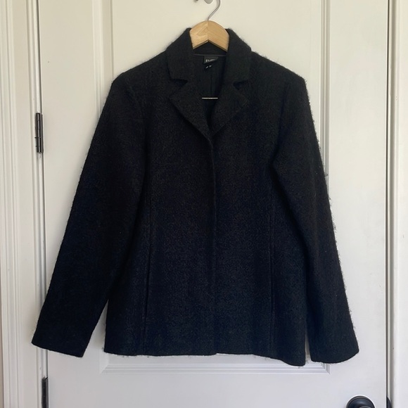 Eileen Fisher Women’s Wool Swing Coat Black M - Picture 1 of 8